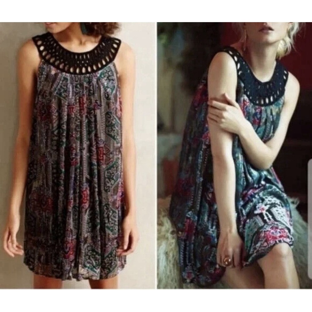 Anthropologie Moulinette Soeurs Linnea Velvet Metallic Dress Size MP